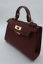 Women's Knitted Chain Strap Burgundy Hand and Shoulder Bag - Crossbody Use - Key Lock Detail - 4