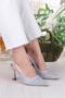042-363 Fls Stone Printed Closed Front Open Back Heeled Women's Shoes