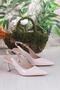 129-1122 Fls Patent Leather Closed Front Open Back Heeled Women's Shoes - 5