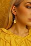 Yellow Heart Purple Detailed Patterned Bead Earrings – Handmade - 4