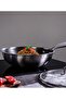 Steel Fusion 28 cm Induction Base Stainless Steel Wok Pan with Glass Lid