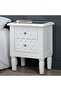 Bedside Table, 2 Drawers Modern Marrakech White Wood Mirrored Top Nightstand Bed Cabin - 3