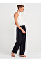 10796 Halter Tie Collar Ruffle Textured Knitwear Blouse-Ecru - 3