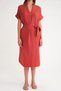 4720 Women's Pleat Detailed Tie-Up V-Neck Muslin Dress Tile - 6