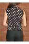 Women's High Collar Sleeveless Polka Dot Blouse - 3