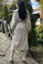 Ecru Pocket, Balloon Sleeve, Belt, Thick Knit Knitwear, Long Coat - 6