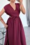 Modal Fabric Waist Decoleted V-Neck Dress 4S781 - 2