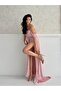 Powder Low Sleeve Sequin Evening Dress - 4