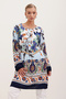 Women's Belted Patterned Dress Navy Blue 1142 - 3