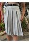 Gray Pleated Skirt Belted Skirt