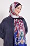 Dark Navy Blue Baroque Indian Silk Shawl - 2