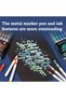 HM114-B Metallic Acrylic Markers – 6 Classic Colors, Round Barrel, Single Conical Tip (2mm) - 2