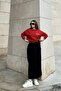 Women's Black Elastic Waist, Comfortable Fit, Long Skirt with Pockets - 3