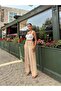 Beige Linen Blend Straight Leg Trousers - 4