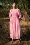 Ribbed Cotton Voile Pink Dress - 4