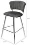Velvet Bar Stool, Modern Grey Upholstered 94cm High Bar Chair with Chrome Metal Legs, - 3
