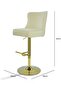Cream Velvet Bar Stool with Gold Base - Adjustable Height, Modern Swivel Counter Chair - 2
