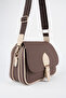 Women's Yonca Brown Taupe 4-Pocket Flap Zip and Snap Closure Arm and Shoulder Bag