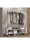 Mobile Clothes Rack Garment Wardrobe Rack with Wheels, Metal Clothing Closet Rack with Shelves - 6