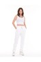 White Women's Track Pants with Three Threads - 3