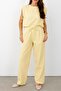 100% Linen Cropped Pants Suit with Binding Detail Cr4012 - 2