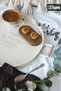 Set of 3 Round Metal Tray with Wooden Handles, Cream Set - 3