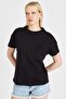 Women's Lace Embroidered 100% Cotton Black T-Shirt - 4
