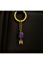 Gold Color Stone m Letter Purple Amethyst Stone Keychain Charm