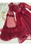 Boxed 12-Piece Pause Burgundy Satin Pajama Nightgown Robe Underwear Dowry Set - 2