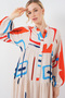 Women's Patterned Long Hijab Dress Orange 1155 - 2
