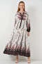 Women's Patterned Long Hijab Dress A.Red 1155 - 4
