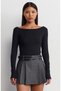Boat Neck Long Sleeve 3-Piece Ball-Shirt Black White Brown - 2