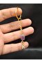 Gold Color Stone R Letter Purple Amethyst Stone Keychain Charm - 2