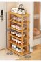 FFD Vertical Bamboo Shoe Rack for Entryway & Closet - Slim, Shoe Storage Organizer for Small Spaces - 3