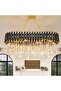 Modern Luxury Crystal Pendant Light – Black & Gold 3-Tier Raindrop Chandelier