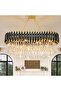 Modern Luxury Crystal Pendant Light – Black & Gold 3-Tier Raindrop Chandelier - 2