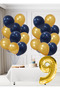 9 Year Old Yellow Navy Blue Fan Themed Birthday Set Gold Cosmic Navy Blue Balloons Gold Foil Number