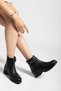 Black Skin Women's Buckle Zippered Comfortable Winter Boots Non-Slip Sole H014 - 2