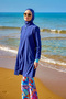 Full Covered Hijab Swimsuit with Drawstring Detail, Fixing, Water Repellent Fabric M2505