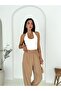 Women's Ecru Halter Neck and Round Neck Top with Open Back Bustier - 4