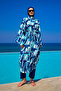 Navy Blue Full Length Tulle Pareo Kaftan Rp2513 - 3