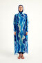 Navy Blue Full Length Hijab Kimono Kaftan P2513-2 - 5