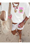 Summer Special Seasonal Seashell Printed Crew Neck Cotton White Women'S/Men's Unisex Oversize Tshirt - 3