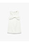 Bow Detailed Crew Neck Sleeveless A-Line Dress