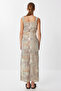 Patterned Slit Knitted Dress with Strap Lff0035 Green - 5