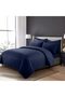 4-Piece Duvet Cover Set – Includes 1 Duvet Cover, 1 Fitted Sheet, 2 Pillowcases (Navy Blue, Single - 2