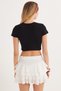 Women's Slim Fit 100% Cotton Crew Neck Printed Black Crop T-Shirt Blouse - 6