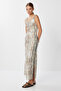 Patterned Slit Knitted Dress with Strap Lff0035 Green - 3