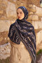 Sunrise Baroque Pattern Shawl - Navy Blue - 2