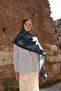 Sunrise Flower Pattern Shawl - Navy Blue - 3